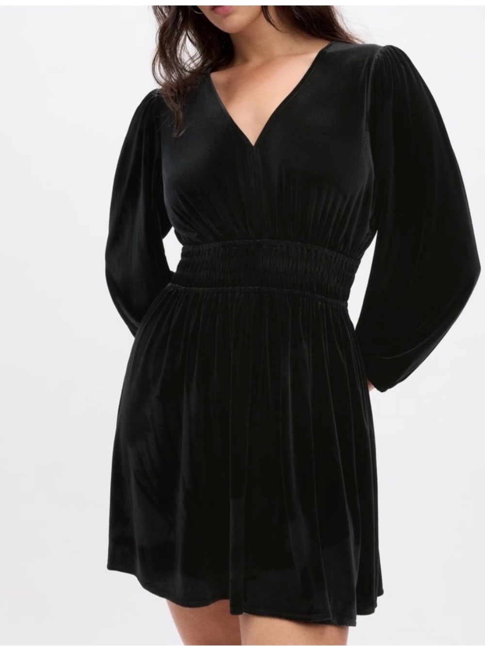 Gap Black Velour Smocked Mini Dress Size XXL NWT